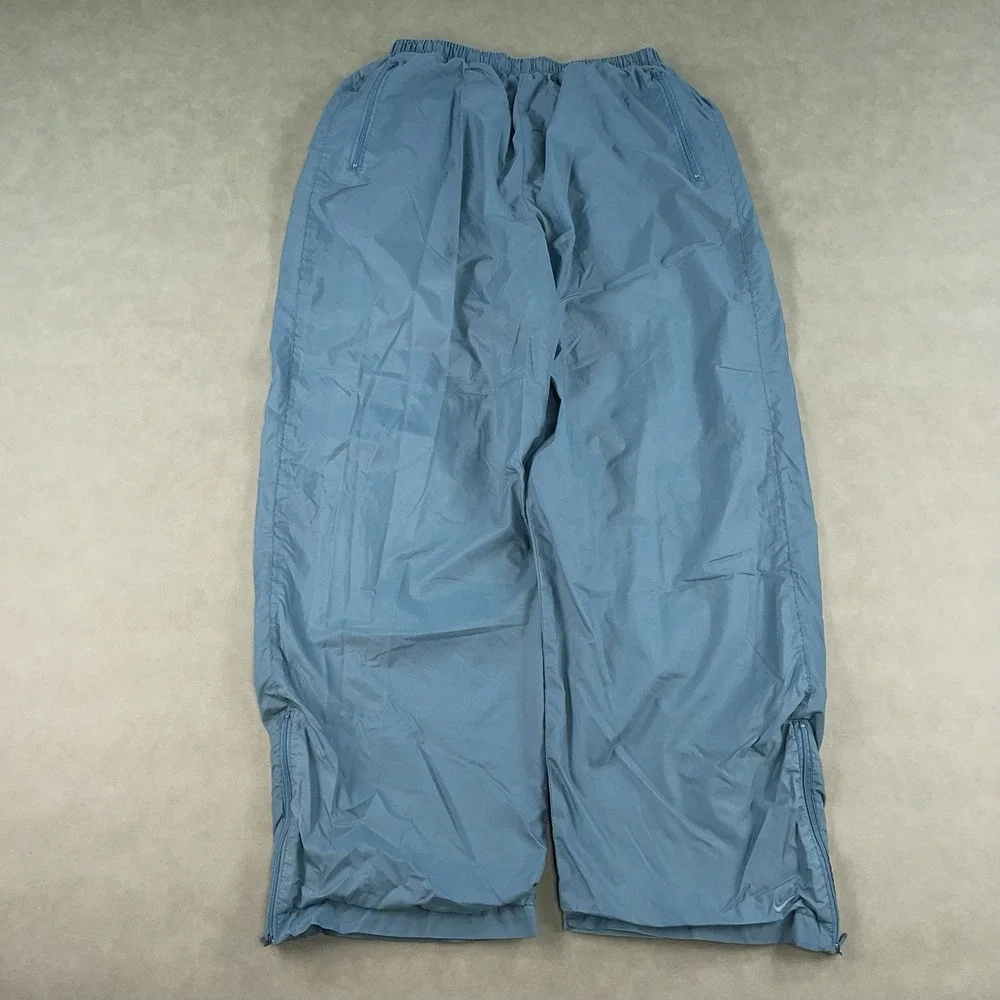 Vintage Y2K Nike Track Pants Mens Large Light Blue Windbreaker Baggy Swoosh Zip